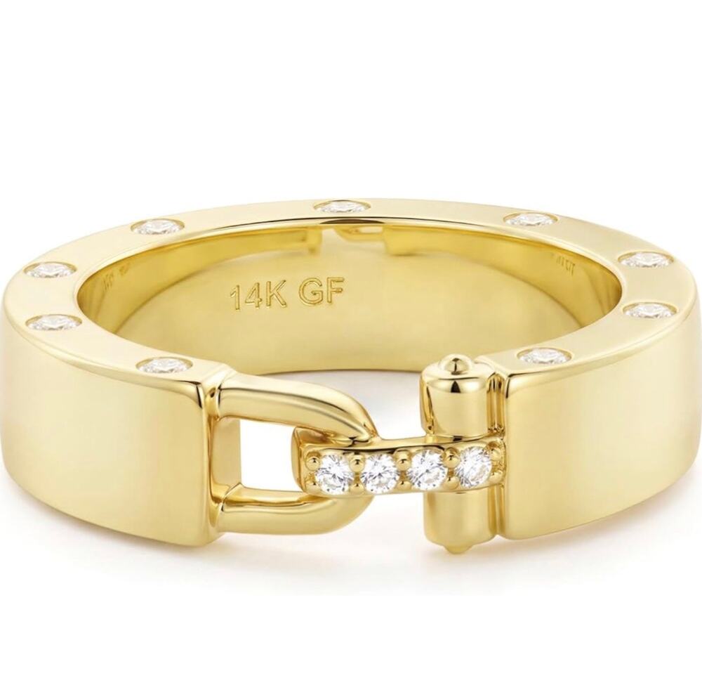 Pearich 14K Gold Filled CZ Statement Band Ring – 6mm